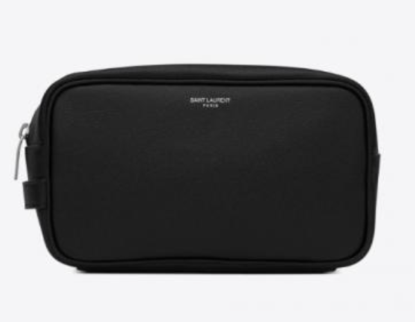 Saint Laurent Paris Small Grooming Case in Grain de Poudre Embossed Leathe