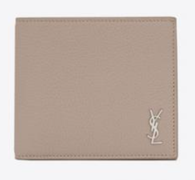 SAINT LAURENT Men's Tiny Cassandre East/West Wallet in Grain Leather with Coin Purse