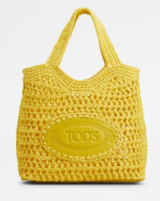 TOD'S/Women's [Japan Limited] Raffia & Leather Shopping Bag Mini