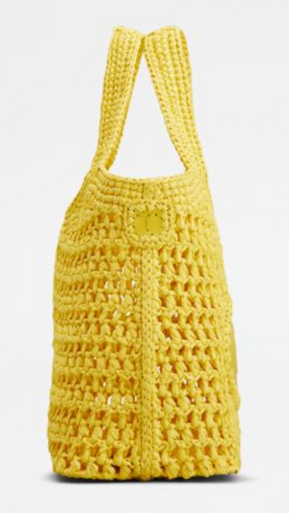 TOD'S/Women's [Japan Limited] Raffia & Leather Shopping Bag Mini
