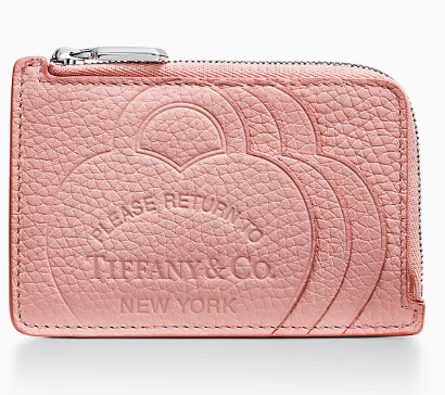 Return to Tiffany™ [Japan Limited] Zip Card Case Blush Pink Leather
