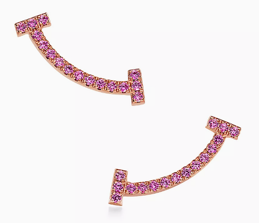 Tiffany T Smile Earrings Pink sapphires set in 18k rose gold